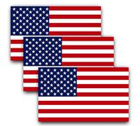 ANLEY Lot de 3 autocollants drapeau américain 12,7 x 7,6 cm - Bandes réfléchissantes étoiles patriotiques - Drapeau américain pour voiture - Support militaire américain (lot de 3)