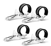 Anley Lot de 4 colliers de serrage et clips pour mât de drapeau avec mousqueton et bande antidérapante en silicone-métal en acier inoxydable pour mât de drapeau de 0,7 à 1,25 po de diamètre