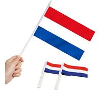 Anley Netherlands Mini Flag 12 Pack - Petits Drapeaux hollandais Miniatures portatifs sur bâton - Couleurs Vives et résistantes à la décoloration - 5 x 8 Pouces avec Poteau Solide et Haut en Lance