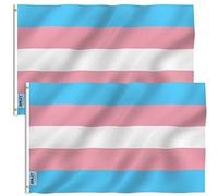 ANLEY Pack of 2 Fly Breeze 3x5 Foot Transgender Flag - Vivid Color and UV Fade Resistant - Canvas Header and Double Stitched - Pink Blue Rainbow Flags Polyester with Brass Grommets 3 X 5 Ft
