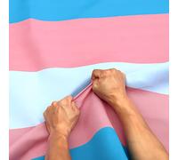 Anley Rip-Proof Technology Drapeau transgenre double face 3 plis 0,9x1,5 m - en-tête en toile et résistant aux plis - Les drapeaux LGBT arc-en-ciel rose bleu les plus solides et les plus durables