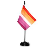 Anley Sunset Lesbian Pride Ensemble de drapeaux de bureau de luxe - Drapeau de bureau miniature de 15,2 x 10,2 cm avec mât solide de 30,5 cm- Base noire et dessus en forme de lance