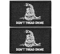 Anley Tactical Black Don't Tread on Me Patchs brodés Drapeau(Lot de 2)-5,1x7,6 cm pour Uniforme Militaire à Coudre avec emblème-Attaches à Boucle et Crochet à Fixer aux Chapeaux Tactiques,vêtements