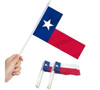 Anley Texas State Mini Flag Lot de 12 - Petits drapeaux miniatures TX Lone Star sur bâton - Résistant à la décoloration et couleurs vives - 12,7 x 20,3 cm avec mât solide et pointe de lance
