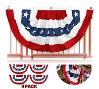 Anley USA Drapeau de ventilateur plissé, 0,9 x 1,8 m Drapeaux de banderoles américaines Étoiles et rayures patriotiques -États-Unis 0,9 x 1,8 m Demi fan bannière (lot de 4)