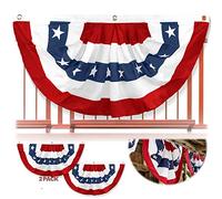 Anley USA Drapeau de Ventilateur plissé, 1,5 x 0,9 m Drapeau américain US Bunting Étoiles et Rayures patriotiques -États-Unis 1,5 x 0,9 m Demi Fan bannière (Lot de 2)