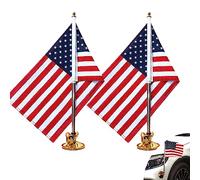 Anley USA Drapeau de Voiture et Mât avec Support à Ventouse - Style Extérieur pour Voiture, Camion, Bateau et Véhicule avec Drapeau Américain (Lot de 2)