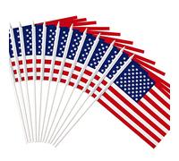 Anley USA Stick Flag, American US 5x8 Pouces (12 X 20cm) Mini Drapeau à Main avec 12 "(30cm) Pôle Solide Blanc - Couleur vive et résistant à la décoloration - États-Unis 5 x 8 Pouces