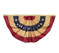 ANLEY Vintage Style Tea teint USA drapeau de ventilateur plissé 1,5 x 3 pieds en nylon - étoiles brodées et rayures cousues - 4 rangées de points de verrouillage - drapeaux de ventilateur plissés