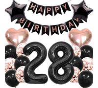 Anlgdi Ballon 28e anniversaire Décoration Femme Décoration d'anniversaire 28 ans Homme Ballon en aluminium Happy 28th Birthday Décoration 28 ans Femmes Bannière Happy Birthday pour 28e anniversaire