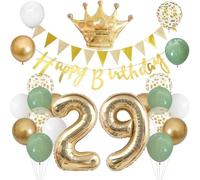 Anlgdi Kit de décoration d'anniversaire 29 ans, ballons en aluminium « Happy 29th Birthday » pour femme, ballons en aluminium en forme de chiffre 29, dorés, décoration d'anniversaire des 29 ans