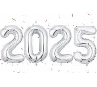 Anlgdi Kit de décoration pour le Nouvel An 2025, ballons décoratifs du Nouvel An, ballons argentés, décoration du Nouvel An, ballons en aluminium 2025, pour le nouvel an, décorations de fête du Nouvel