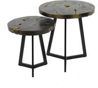 AnLi Style Set de tables basses 2/rondes Noir et Or