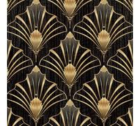 ANLIKY-Pro Papier peint autocollant à motif baroque élégant et linéaire doré, amovible, décoratif, 44X300CM, pour meubles et armoires murales.