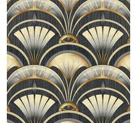 ANLIKY-Pro Papier peint autocollant à motif linéaire doré élégant, amovible, motif Art déco luxueux, 44X300CM, pour meubles et armoires murales.