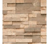 ANLIKY-Pro Papier peint autocollant marron clair effet pierre, 44X600CM film décoratif amovible 3D pour meubles et armoires