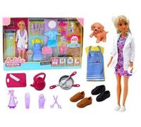 Anlily Poupée 4en1 Médecin Coiffeur Cuisinier Animaux Vêtements Accessoires