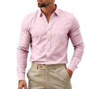 AnLingOu Chemise d'affaires Décontractée pour Hommes Classique Rétro Col à Revers Chemise à Manches Longues Boutonnée Simple XXL