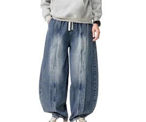 AnLingOu Jean Tendance De Rue pour Hommes Multipoches Lâche Harem à Jambe Large 3XL