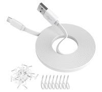 ANLINK Câble plat USB C de 3 m, câble d'alimentation USB A vers USB C pour Blink Mini 2/Outdoor 4, Ring Pan-Tilt Indoor Cam, Eufy Cam S3 Pro, SoloCam S340/S350/S220/C210, et plus encore - Blanc