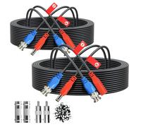 ANLINK Lot de 2 câbles d'alimentation vidéo tout-en-un, 5 m, câble d'alimentation vidéo BNC pré-fabriqué pour caméra de sécurité CCTV DVR systèmes de surveillance, avec connecteurs BNC RCA et clips de