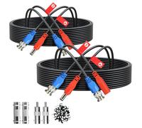 ANLINK Lot de 2 câbles d'alimentation vidéo tout-en-un de 3 m, câble d'alimentation vidéo BNC pré-fabriqué pour caméra de sécurité CCTV DVR systèmes de surveillance, avec connecteurs BNC RCA et clips