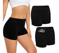 ANLINKSHINE Lot de 2 culottes pour femme avec poche secrète dissimulée, noir, Medium