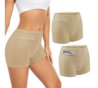 ANLINKSHINE Lot de 2 culottes pour femme avec poche secrète dissimulée, nude, Medium