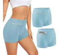 ANLINKSHINE sous-vêtements pour Femme avec Poche secrète - Lot de 2 Boxers de Voyage Anti-Pickpocket (Bleu Clair), Bleu Ciel, Large