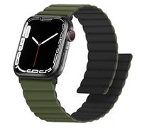 Anlinser Compatible avec Bracelet Apple Watch 42mm 41mm 40mm 38mm, Bracelet Silicone Magnétique Réversible Double Face pour iWatch Série 11 10 9 8 7-1 SE (Vert/Noir)