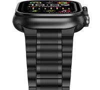 Anlinser Compatible avec Bracelet Apple Watch 49mm 46mm 45mm 44mm 42mm, Cinq Maillons Bracelets de Rechange Acier Inoxydable Métal pour iWatch Ultra 3/2/1 Série 11 10 9 8 7 6-1 SE (Noir)