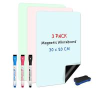 ANLIOTE Lot de 3 Tableau Blanc Magnetique pour Frigo, 30 x 20 cm Coloré Tableau Magnetique Effaçable à Secavec 3 Stylos Marqueurs Et Effaceur pour Planning Semaine, Cuisine Liste, Mémo Aimanté