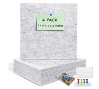 ANLIOTE Lot de 6 Tableau d'affichage en liège Feutre Mural avec 60 Punaises, 30 x 30 cm Panneaux Carrés Muraux | Maison, Bureau, École - Décoration Murale, Affichage Photos, Pense-Bête (Gris Clair)