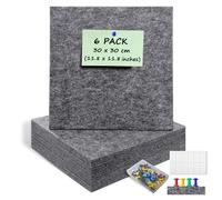 ANLIOTE Lot de 6 Tableau d'affichage en liège Feutre Mural avec 60 Punaises, 30 x 30 cm Panneaux Carrés Muraux | Maison, Bureau, École - Décoration Murale, Affichage Photos, Pense-Bête (Gris Foncé)