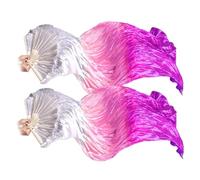 Anlising 1 Paire Éventail à Voile Eventail de Danse, D'eventail Voile, Long Éventail de Danse, Éventail de Danse du Ventre En Soie, Voile de Danse Soie Bambou, pour le Ventre, Danse Ethnique