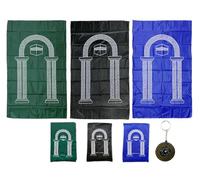 Anlising 3PCS Musulman Portable Tapis de Prière, Tapis de Prière de Voyage avec Boussole, Portable Couleur Tapis, Tapis Prière Musulman, Priere Tapis Musulman de Poche,Tapis de Prière(Vert,Bleu,Noir)