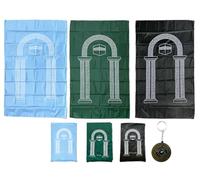 Anlising 3PCS Musulman Portable Tapis de Prière, Tapis de Prière de Voyage avec Boussole, Portable Couleur Tapis, Priere Tapis Musulman de Poche, Tapis de Prière Musulman (Bleu Clair, Vert, Noir)