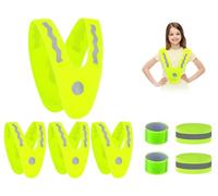 Anlising 4PCS Gilet Fluo Enfant avec 4 Bandes Réfléchissantes, Gilet de Sécurité pour Enfan, 360°Visibilité à Gilet Réfléchissante, Gilet de Sécurité pour Enfants, pour Enfants, Course à Pied, Vélo