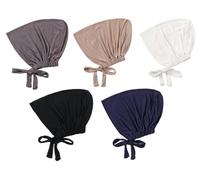 Anlising 5PCS Bonnet Sous Hijab, Femme Hijab Undercap avec Fermeture à Attache, Musulman Sous Hijab, Bonnets de Hijab, Femme Bonnet Hijab, Chapeau Femme Soleil Hijab, pour Femmes (5 Couleurs)
