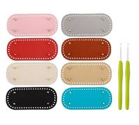 Anlising 8PCS Fond de Sac à Crocheter, Tapis de Sac Fond Crochet, Envoyer 2 Aiguilles à Crochet, Ovale Fond de Sac en Cuir PU, Base de Sac Crochet Cuir, pour DIY Sac à Tricoter, Sac à Main (22x10CM)