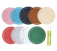 Anlising 9 Pièces Fond de Sac à Crocheter, Rond Base de Sac Crochet Cuir, Envoyer 2 Aiguilles à Crochet, Fond de Sac en Cuir PU, Tapis de Sac Fond Crochet, pour DIY Sac à Tricoter, Sac à Main (15CM)