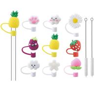 Anlising Couvercle de Paille, 9PCS Bouchon Anti-Poussière Universel en Paille 8MM, Envoyer 2 Brosses à Paille, Couvre Paille Réutilisables, Bouchon de Paille en Silicone Pailles,pour Tasses,Décoration