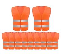 Anlising Gilet de Sécurité, 10PCS Orange Gilet de Sécurité Réfléchissant, Gilet De Sécurité Haute Visibilité, Gilet Réfléchissant,Gilet Réfléchissant de Voiture, pour Conducteurs Travailleurs Unisexe