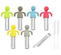 Anlising Infuseur de Thé Silicone Acier Inoxydable, 6PCS Humanoïde Filtre à Thé, Envoyer Brosses à Paille + Pince à Glacon, Créatif Filtre à Thé, Passoires à Thé Humanoïdes, pour Thé en Vrac, Épices