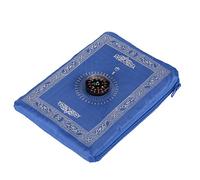 Anlising Islamic Travel Prayer Mat, with Compass Pocket Sized Carry Bag and Attached Compass Prayer Rug Portable Polyester 60 * 100cm Blue