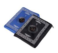 Anlising Lot de 2 tapis de prière de voyage portables avec boussole en polyester imperméable pour cadeau de Ramadan (60 cm × 100 cm)