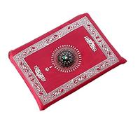 Anlising Portable Couleur Tapis, de prière Musulmane avec Compass Format de Poche Tapis de prière Ompass Qibla Finder avec livret Hpuk-pmbk Matière étanche(Rouge)