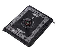 Anlising Portable Couleur Tapis, de prière Musulmane avec Compass Format de Poche Tapis de prière Ompass Qibla Finder avec livret Matière étanche(Noir)
