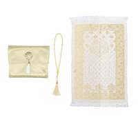 Anlising Tapis de Prière Musulman avec Perles de Prière et Sac en Tissu, Tapis de Prière de Voyage Islamique, Tapis Prière Portable,pour Musulman, Islamique, Ramadan, Cadeau (Jaune, 110x70CM)