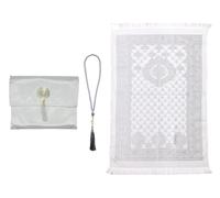 Anlising Tapis de Prière Musulman avec Perles de Prière et Sac en Tissu, Tapis de Prière de Voyage Islamique, Tapis Prière Portable,pour Musulman, Islamique, Ramadan, Cadeau (Gris, 110x70CM)